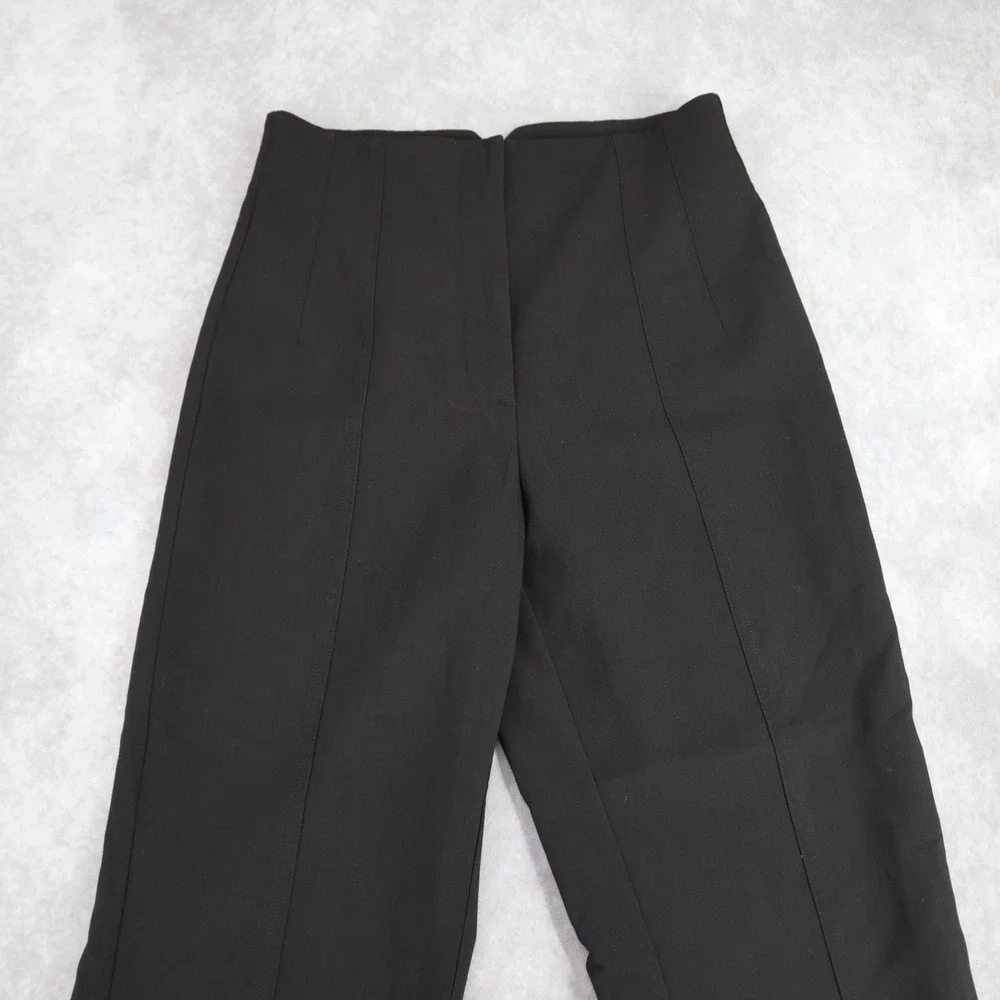 ZARA Pants Straight Leg Trouser Black High Waisted Seam Front Size M
